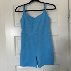 Light Blue Spandex Short Jumpsuit